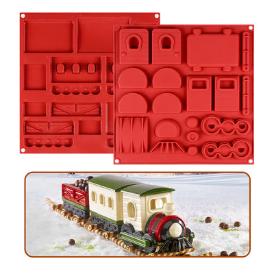 Moule silicone kit pour petit train de Noël en pain d'épices ou chocolat