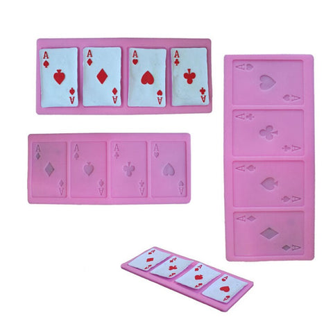 Moule silicone cartes de poker 4 As pour chocolats ou déco