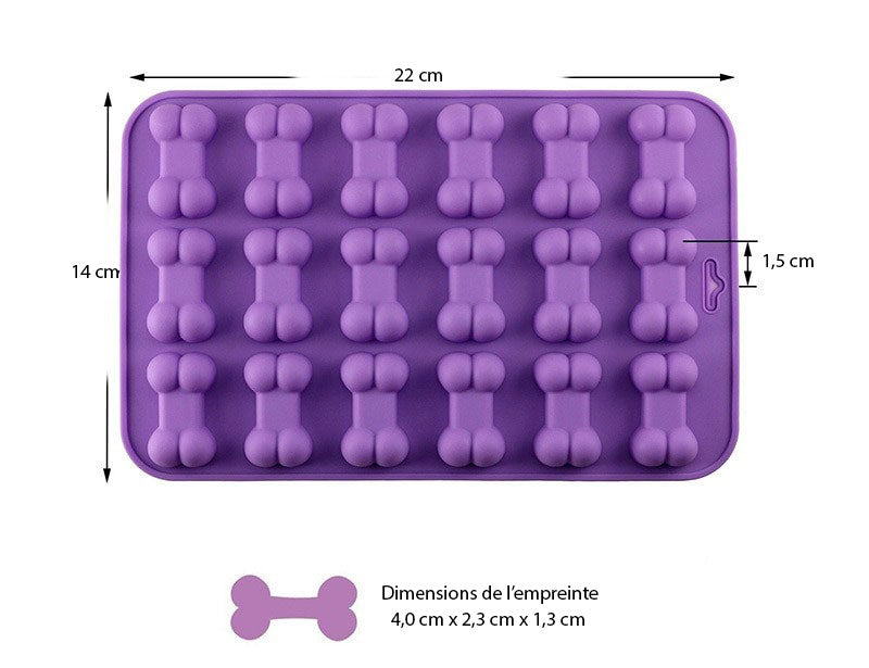 Moules silicone pour 18 os et 10 pattes de chien. – Silicone-gourmet.com